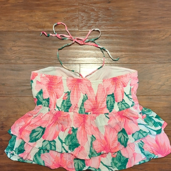 NWT Hollister Floral Pink and Green Strapless Top - Picture 5 of 6